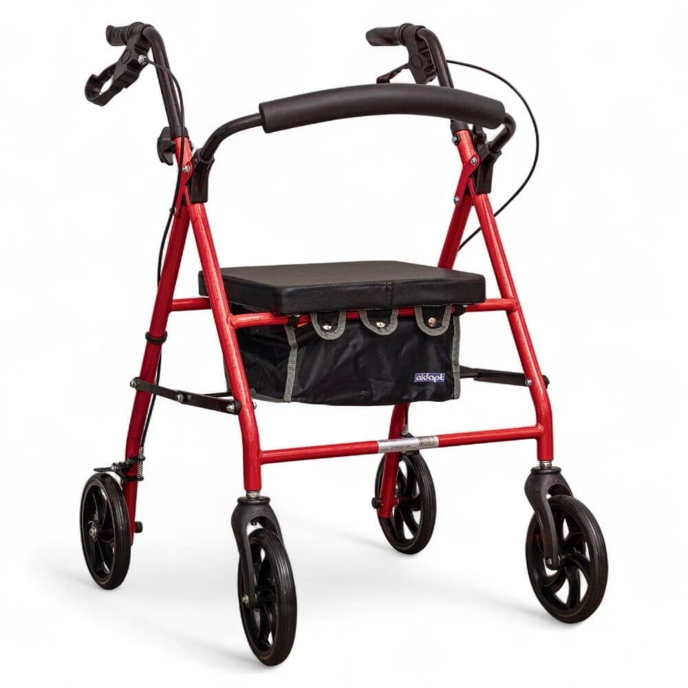 View Four Wheeled Rollator with Bag Red information