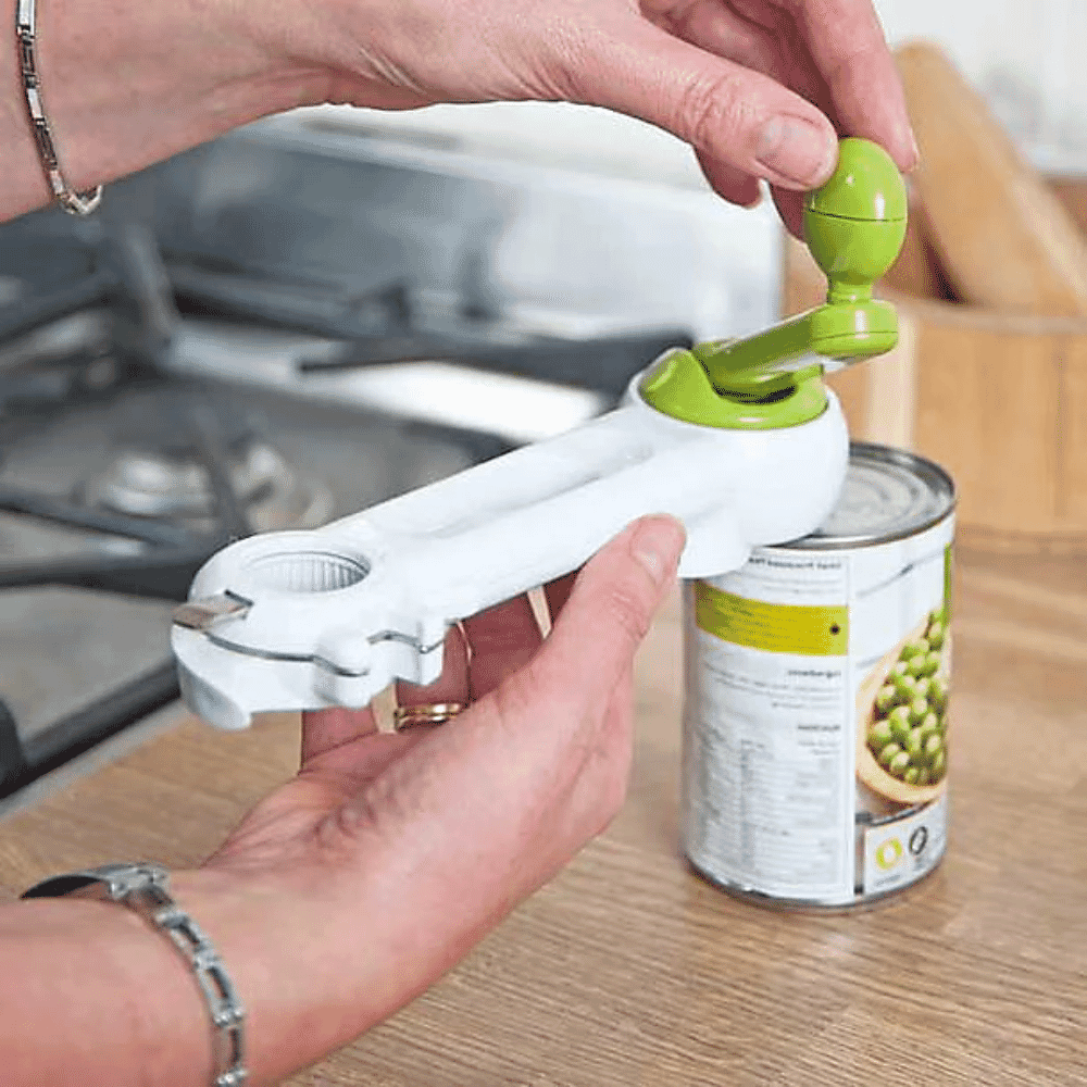 aidapt multi use tin opener in use