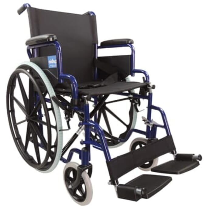 aidapt self propelled steel transit chair blue