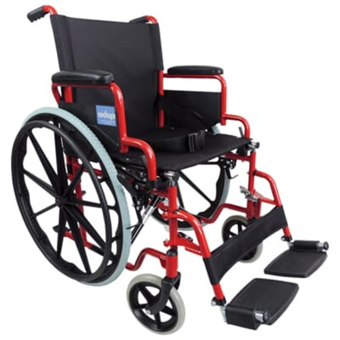 aidapt self propelled steel transit chair red