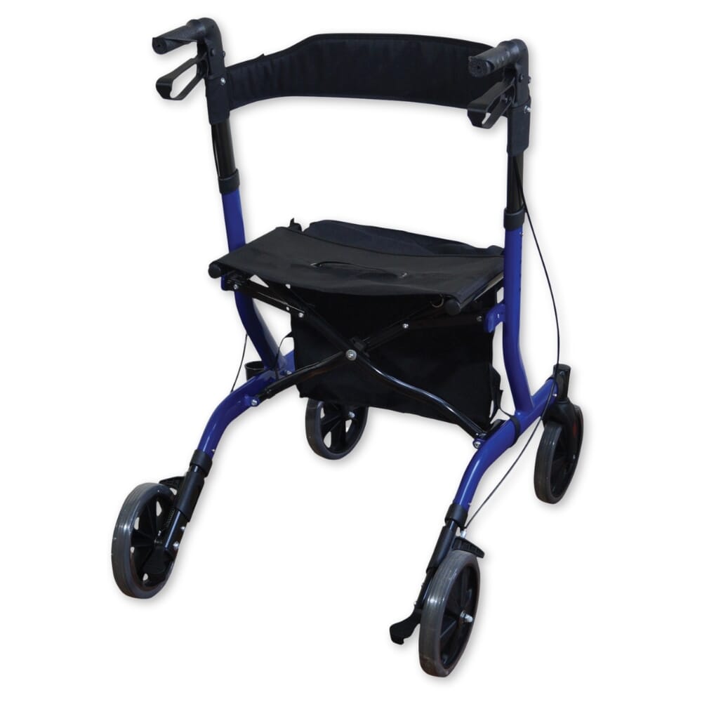 aidapt ultra lightweight folding rollator blue back