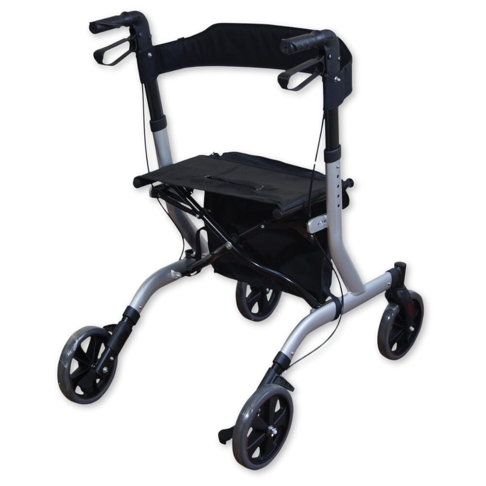 aidapt ultra lightweight folding rollator grey back