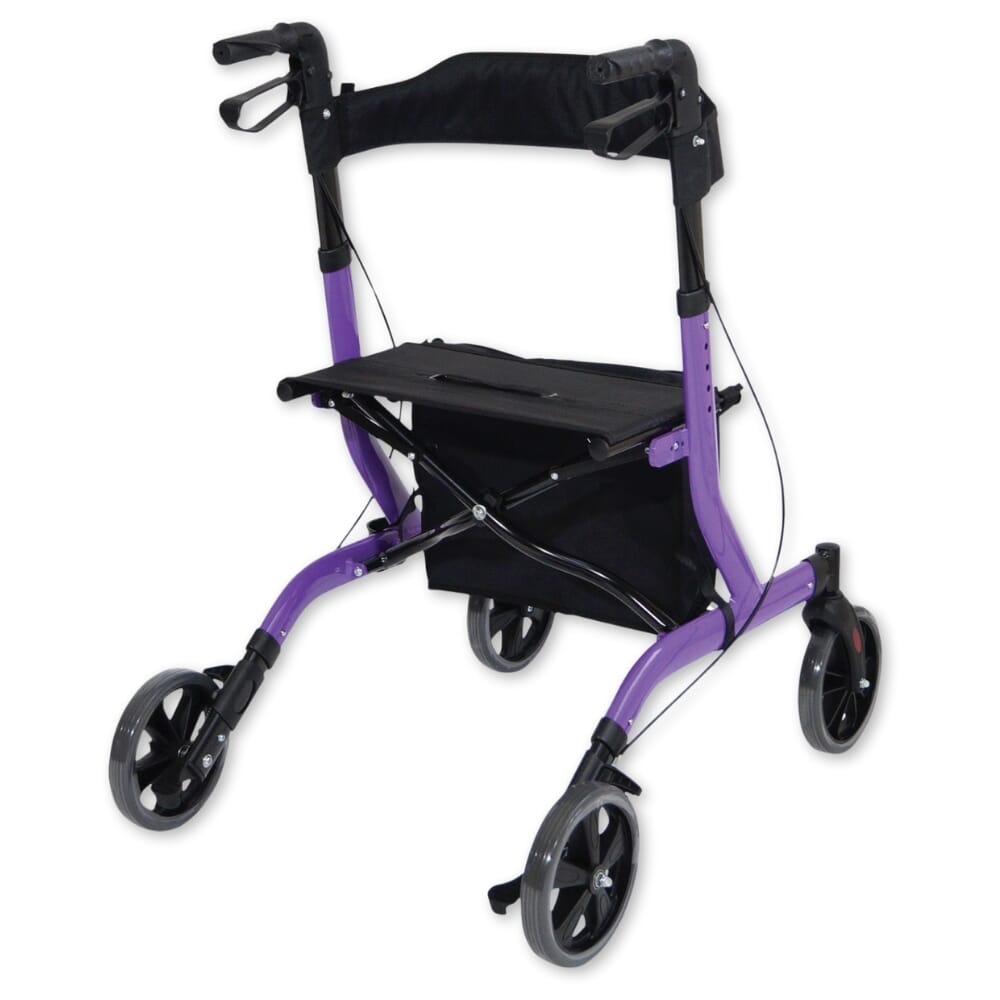 aidapt ultra lightweight folding rollator purple back