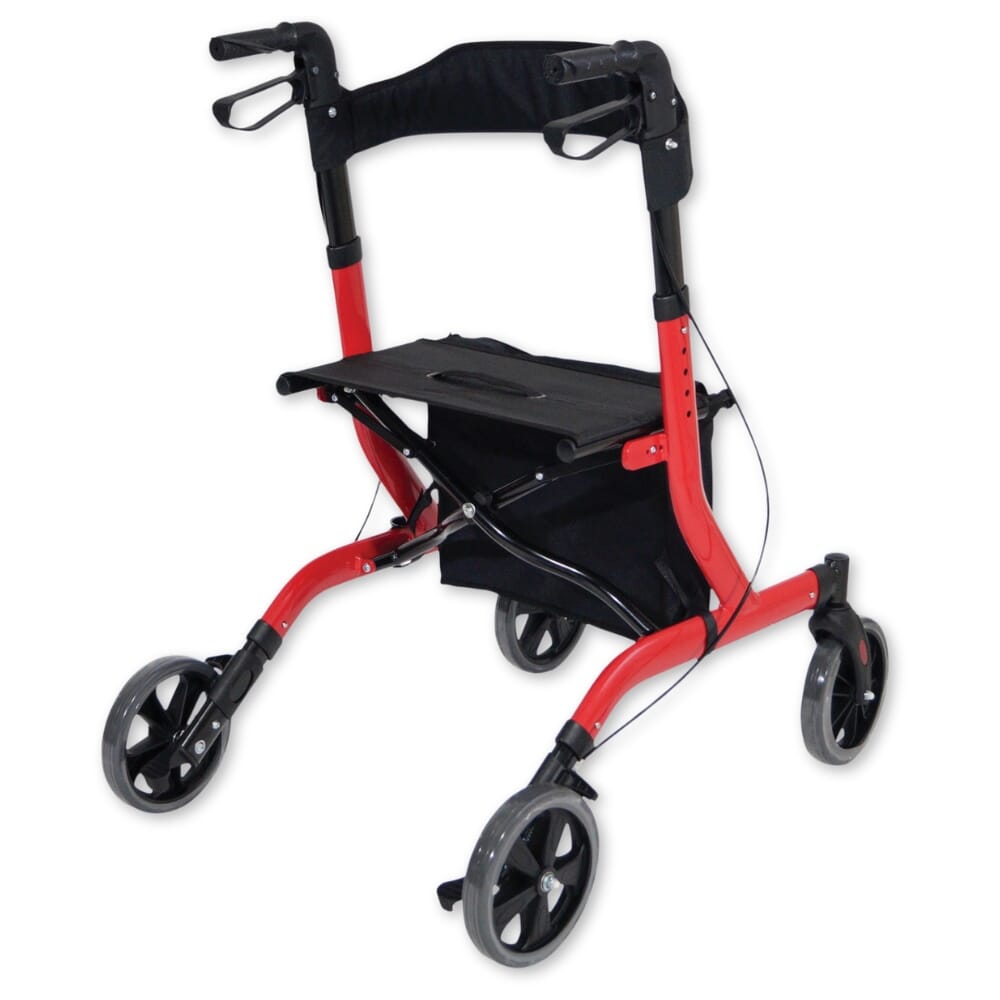 aidapt ultra lightweight folding rollator red back