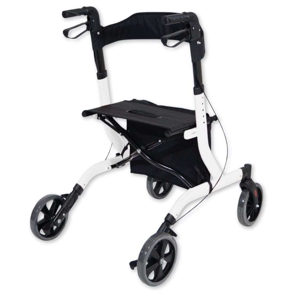 aidapt ultra lightweight folding rollator white back