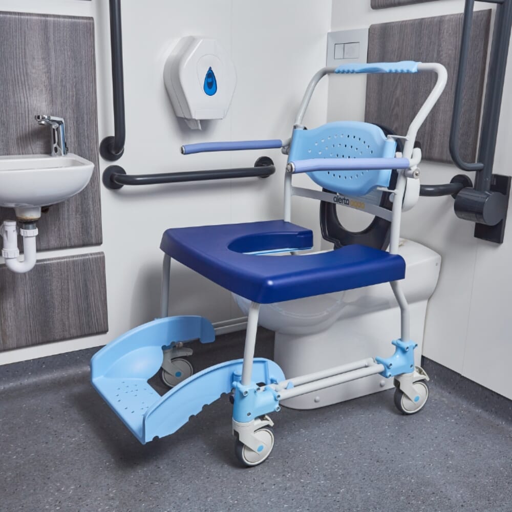 alerta aqua bariatric shower commode chair in use