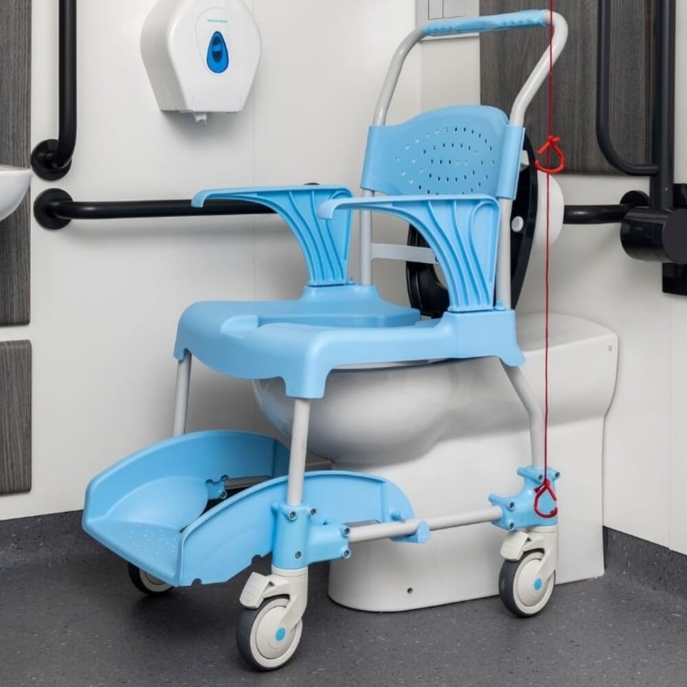 alerta aqua shower commode chair in use