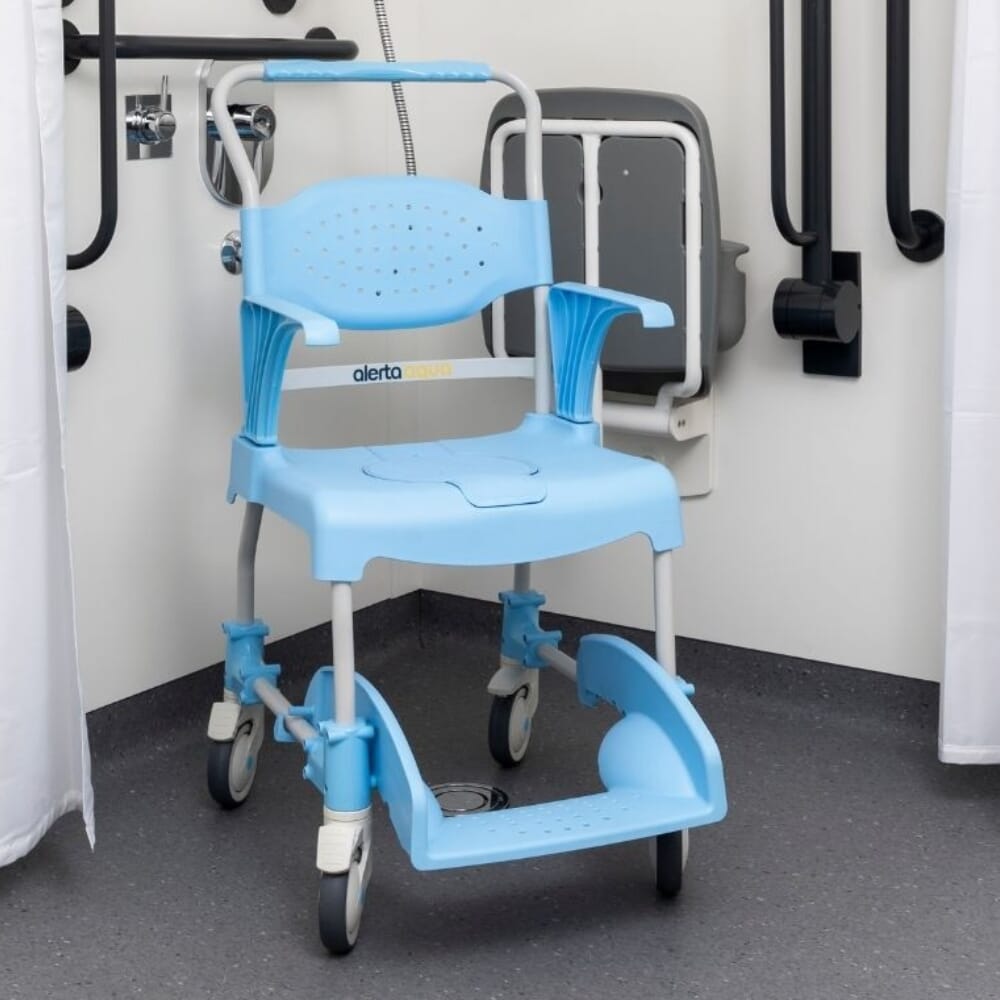 alerta aqua shower commode chair lifestyle