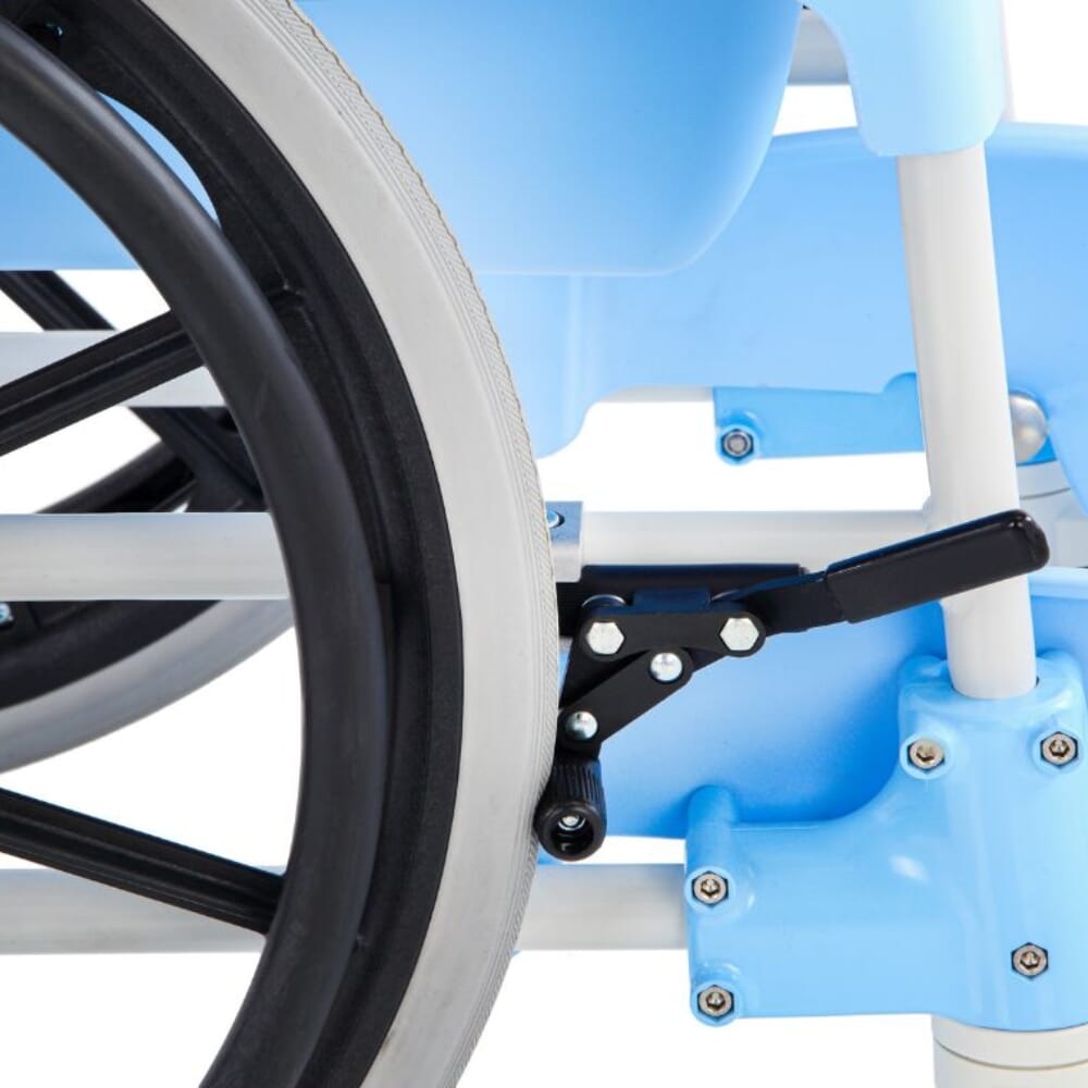 alerta aqua shower commode chair self propelled brake