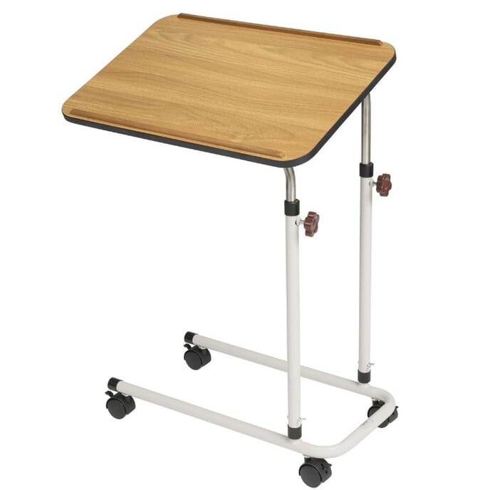 alerta overbed table oak with castors