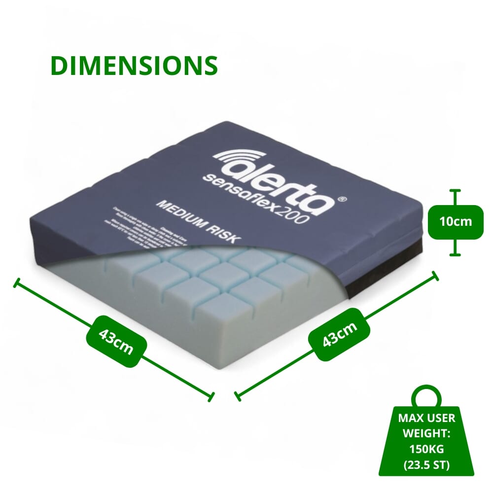 alerta sensaflex 200 foam cushion dimensions