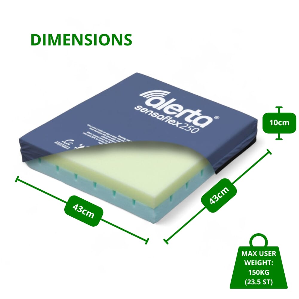 alerta sensaflex 250 foam cushion dimensions