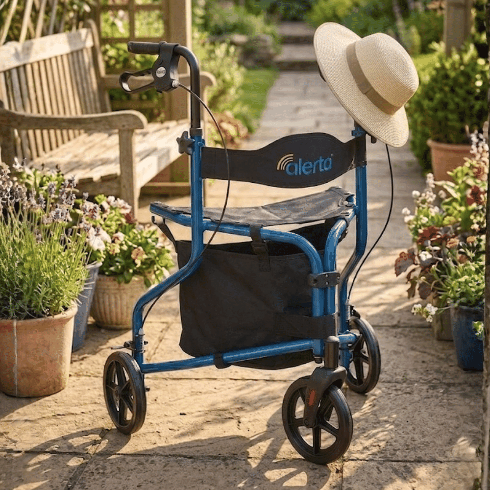 alerta three wheel rollator with seat lifestyle
