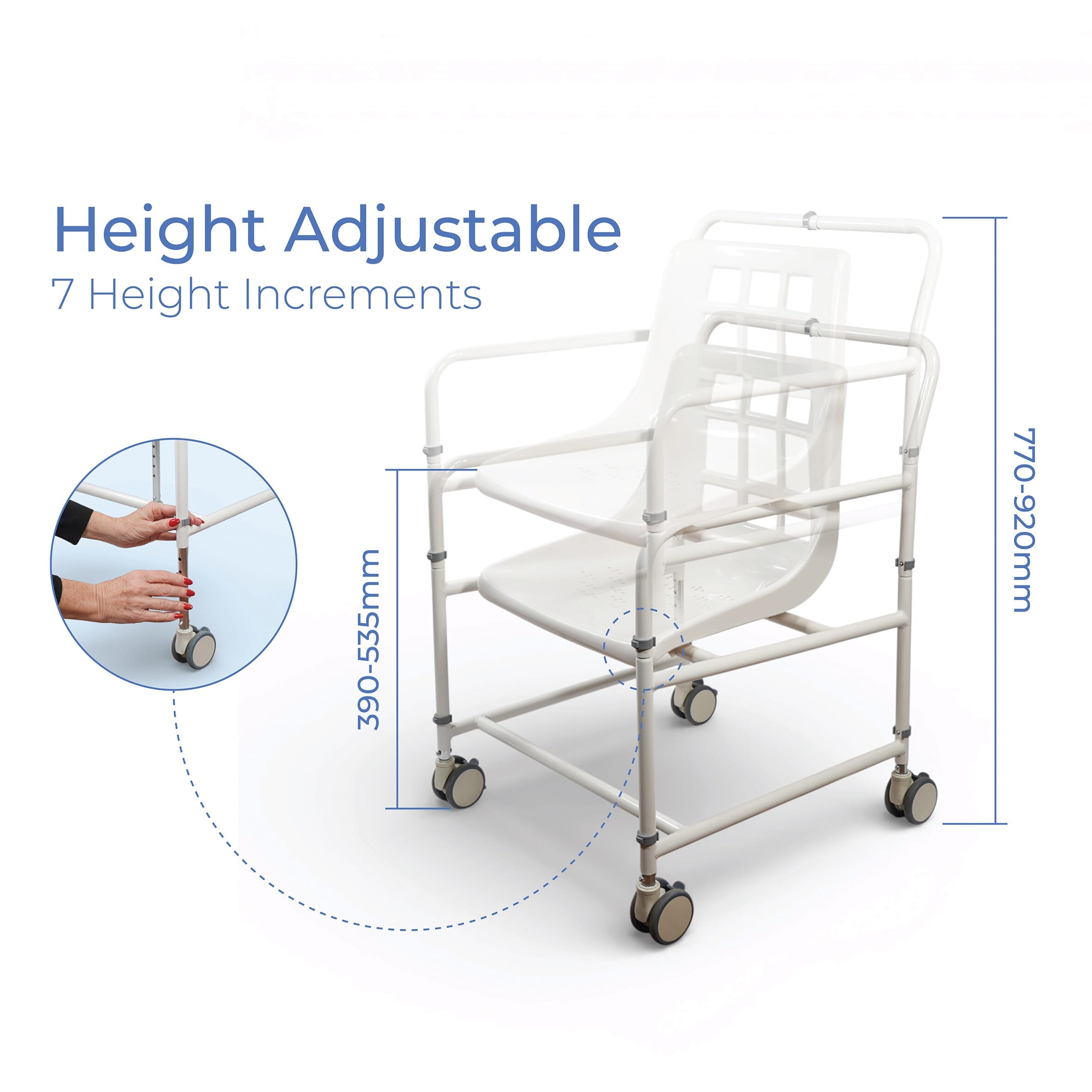 aluminium mobile shower chair height adjustable