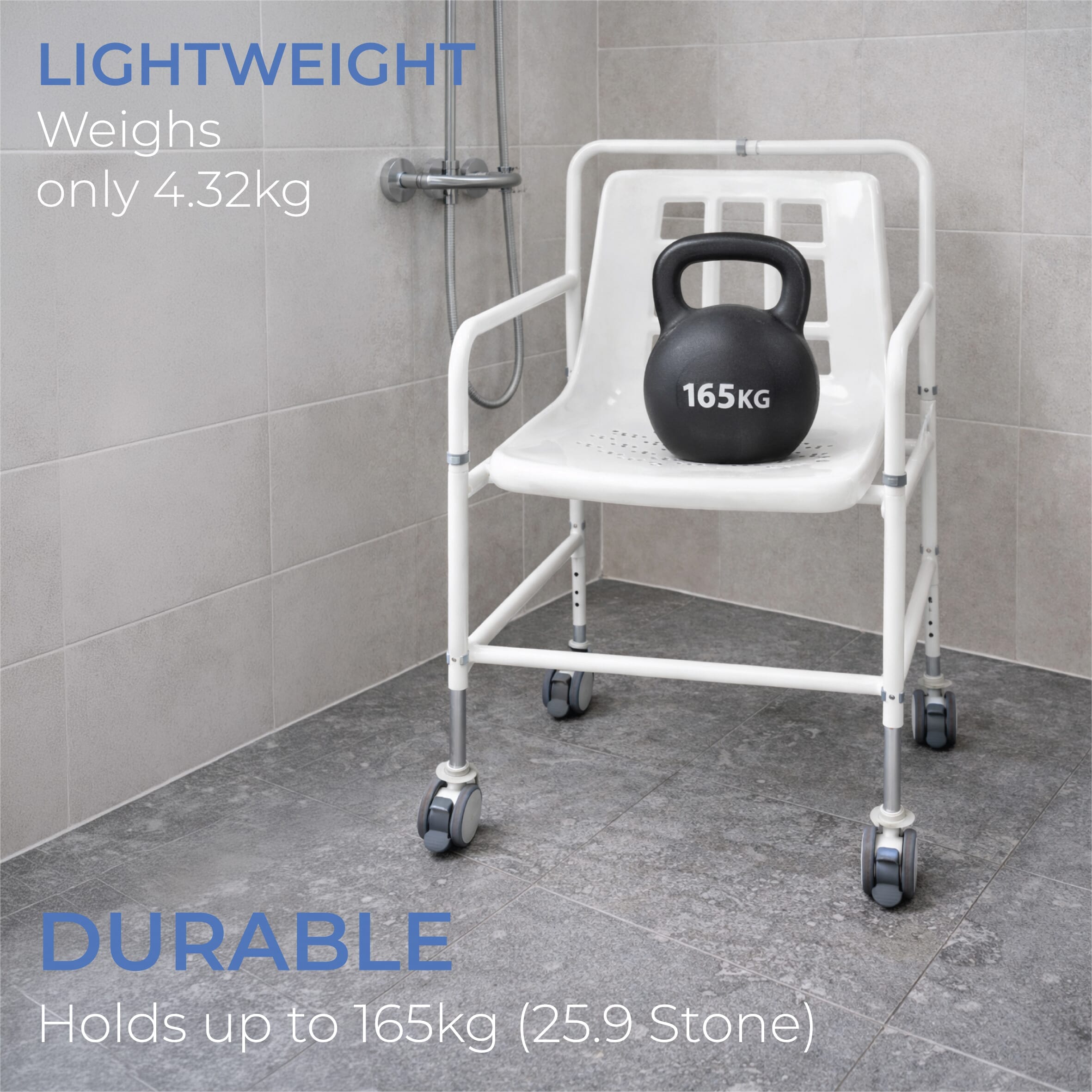 aluminium mobile shower chair weight limit