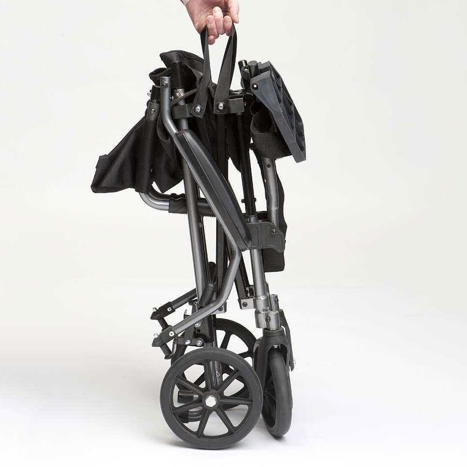 aluminium transport wheelchair folded