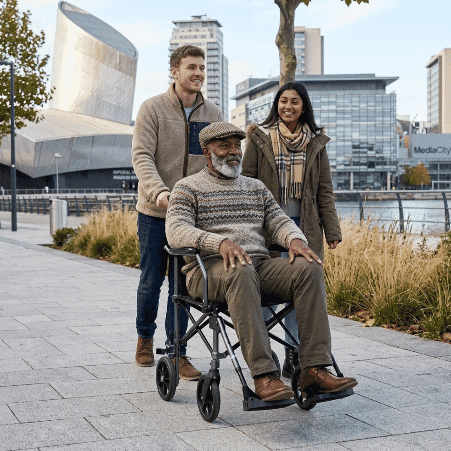 aluminium transport wheelchair in use lifestyle