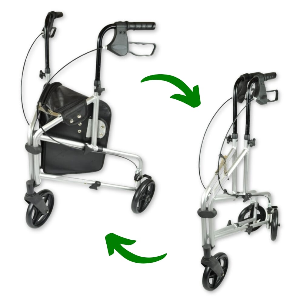 aluminium tri wheel walker folding