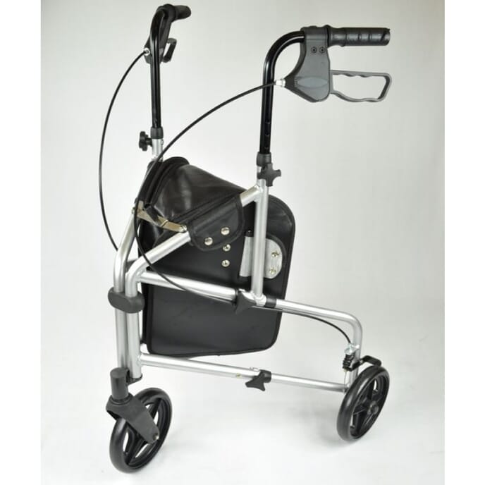 aluminium tri wheel walker silver