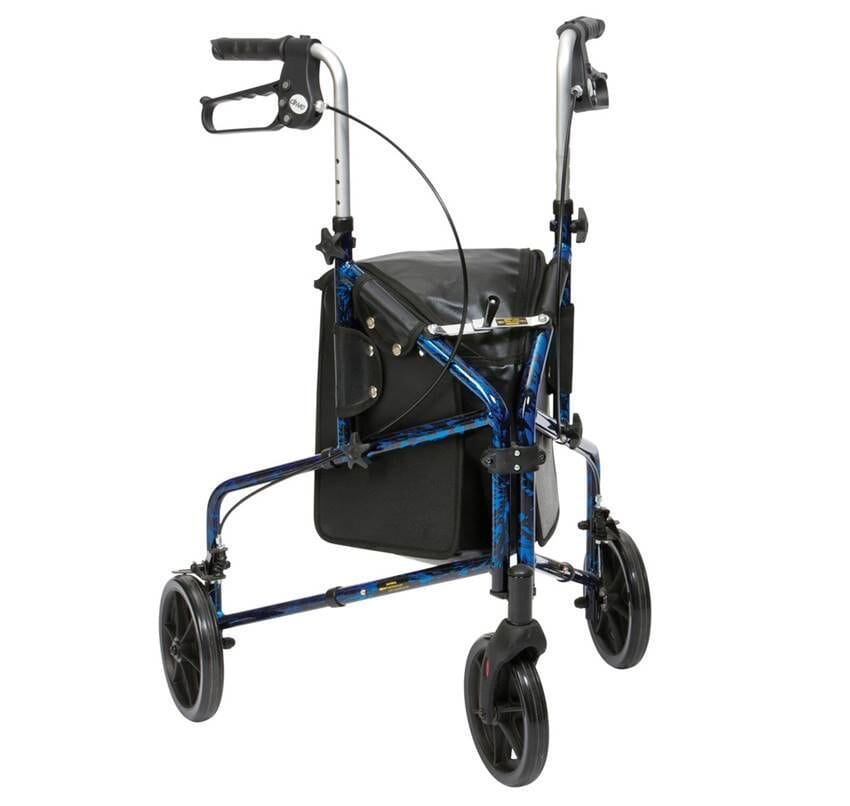 View Aluminium 3Wheeled Walker with Bag Flame Aluminium Triwalker with bag in Blue information