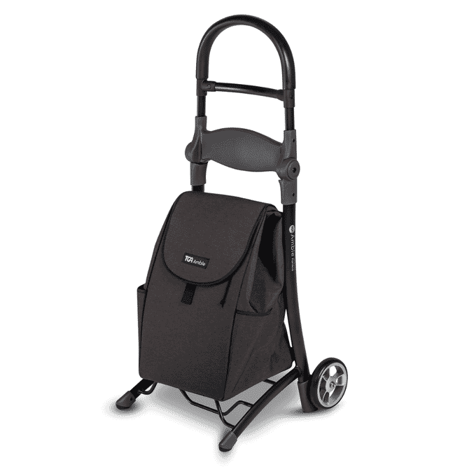 amble shopping trolley black frame grey bag