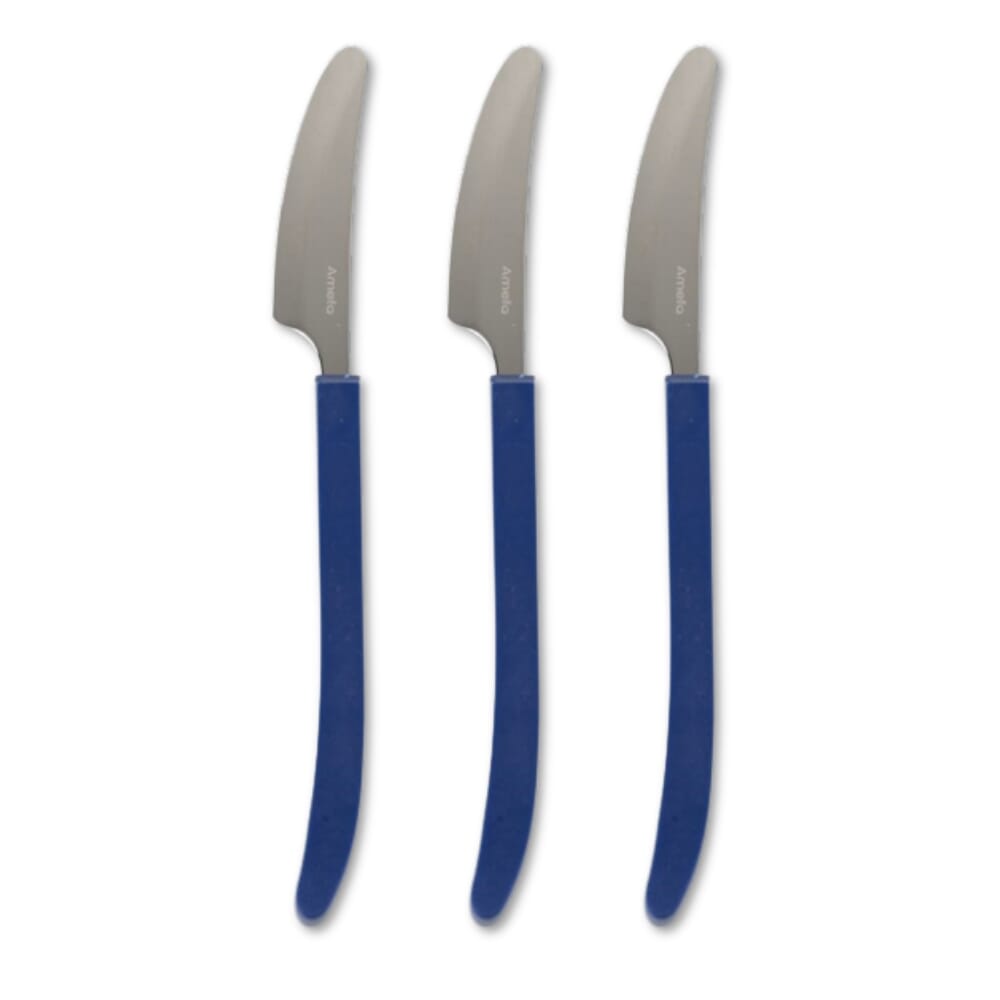amefa blue handle cutlery knife pack of 3