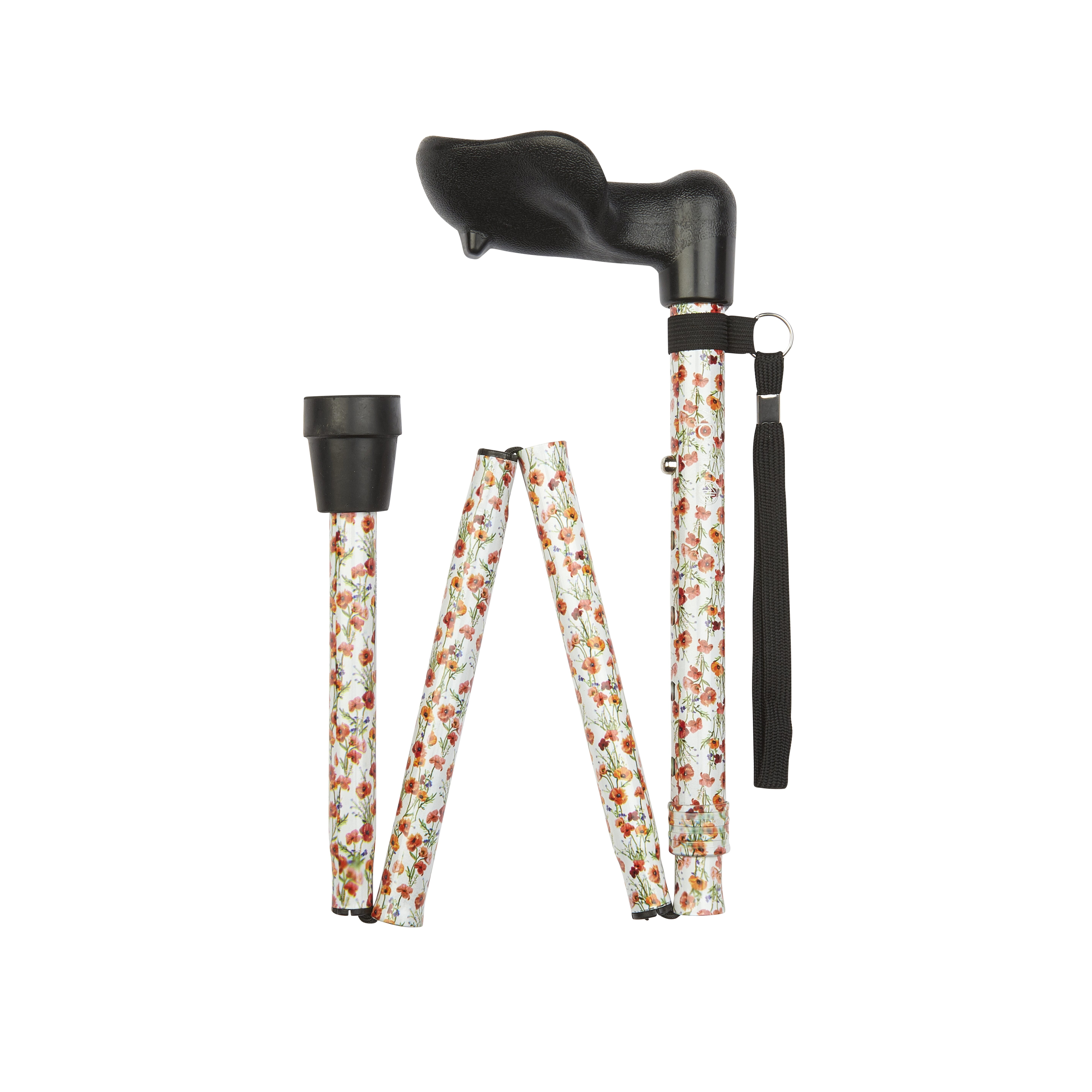 anatomical handle folding stick poppies pattern left folded
