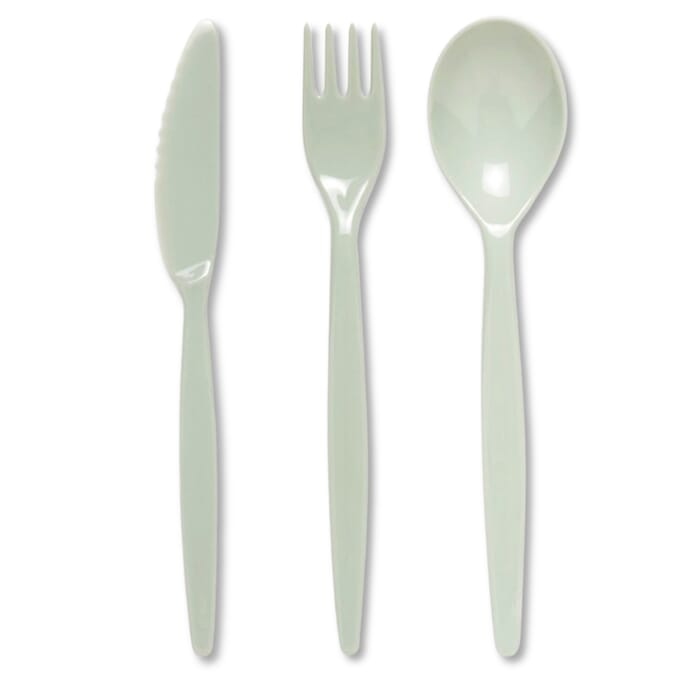 antibacterial cutlery set grey
