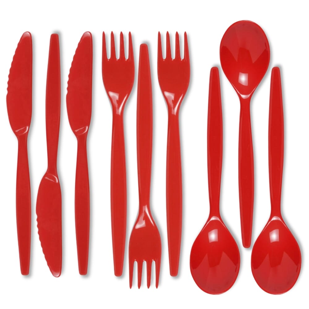 antibacterial cutlery set red triple pack