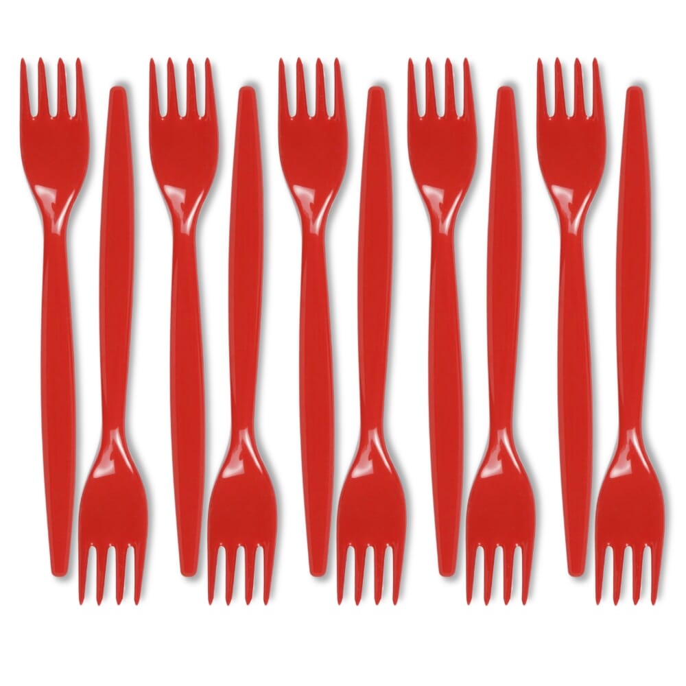 antibacterial fork red pack of 10
