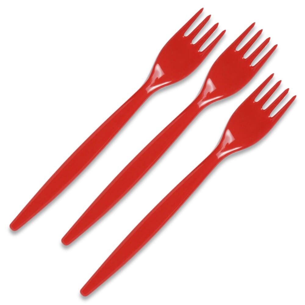 antibacterial fork red pack of 3