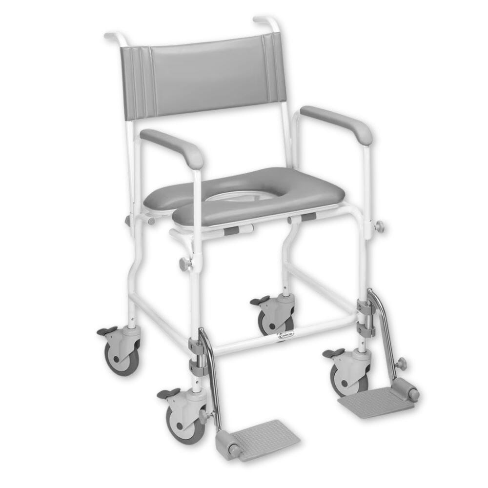 aquamaster a06 attendant propelled shower commode chair seat width 480 19