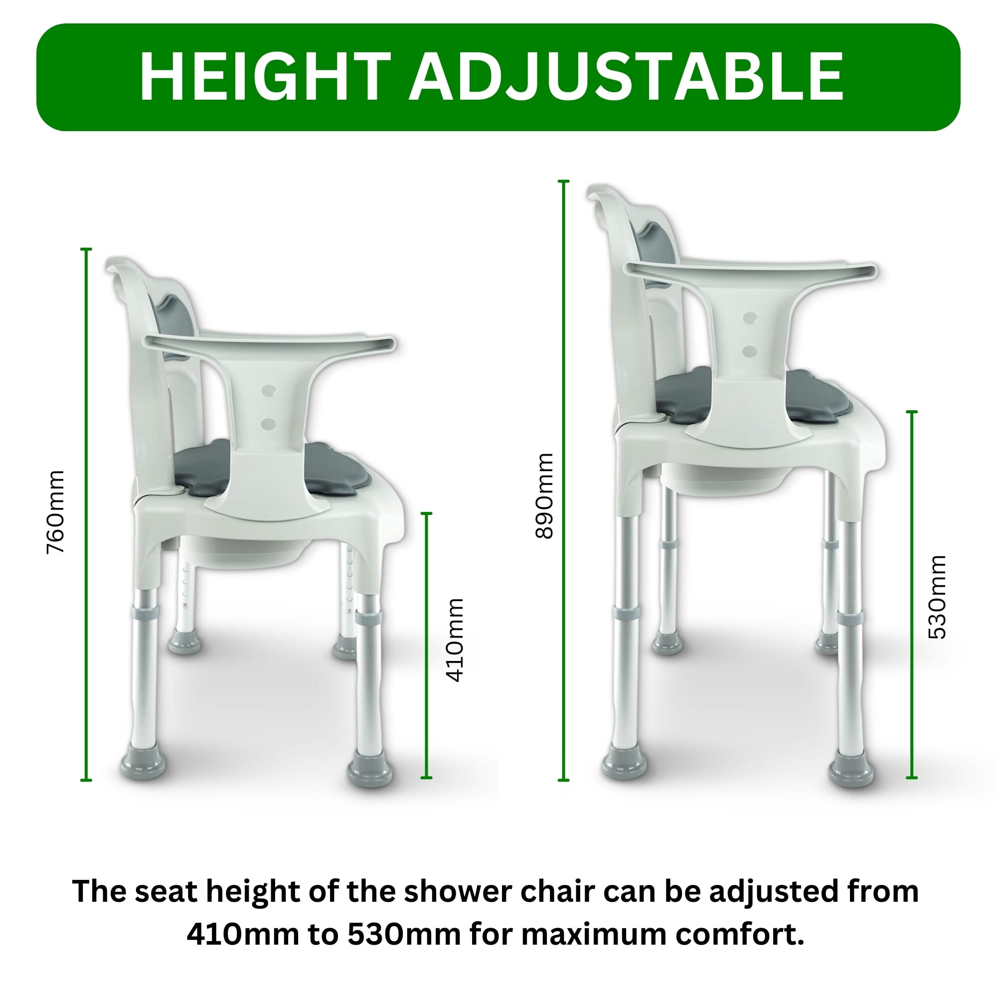 aquarius shower commode chair height adjustable