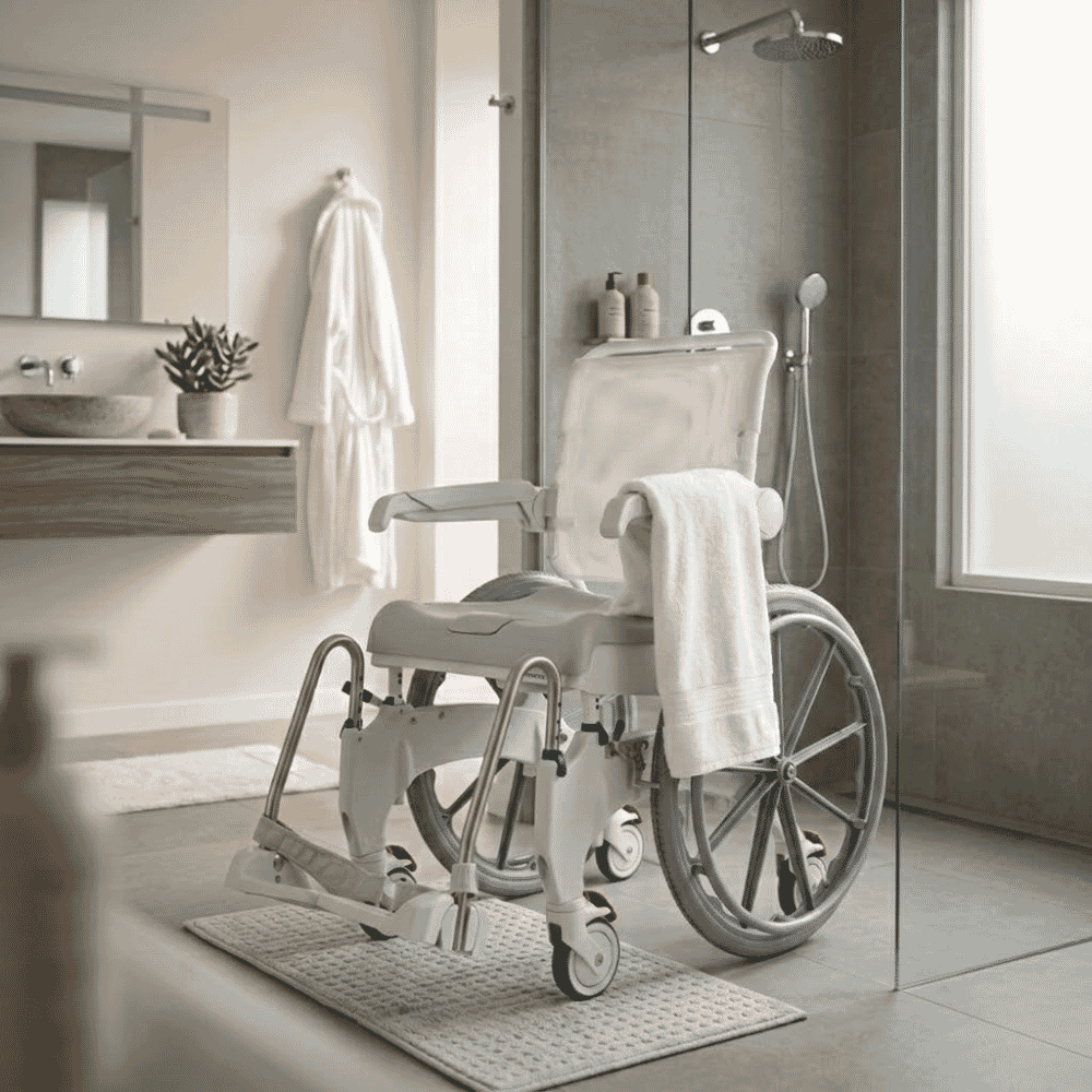 aquatec ocean ergo self propelled shower commode chair lifestyle