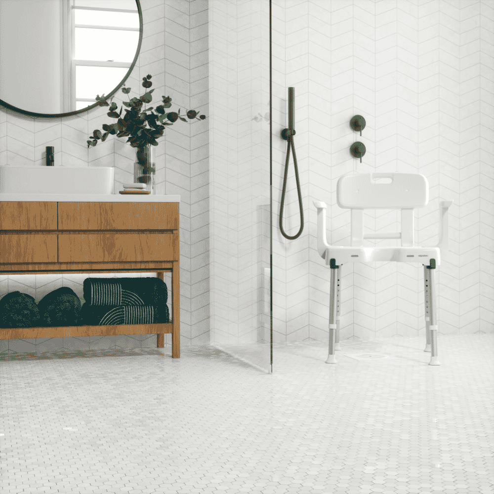 aquatec pure isla shower chair with armrests and backrest lifestyle