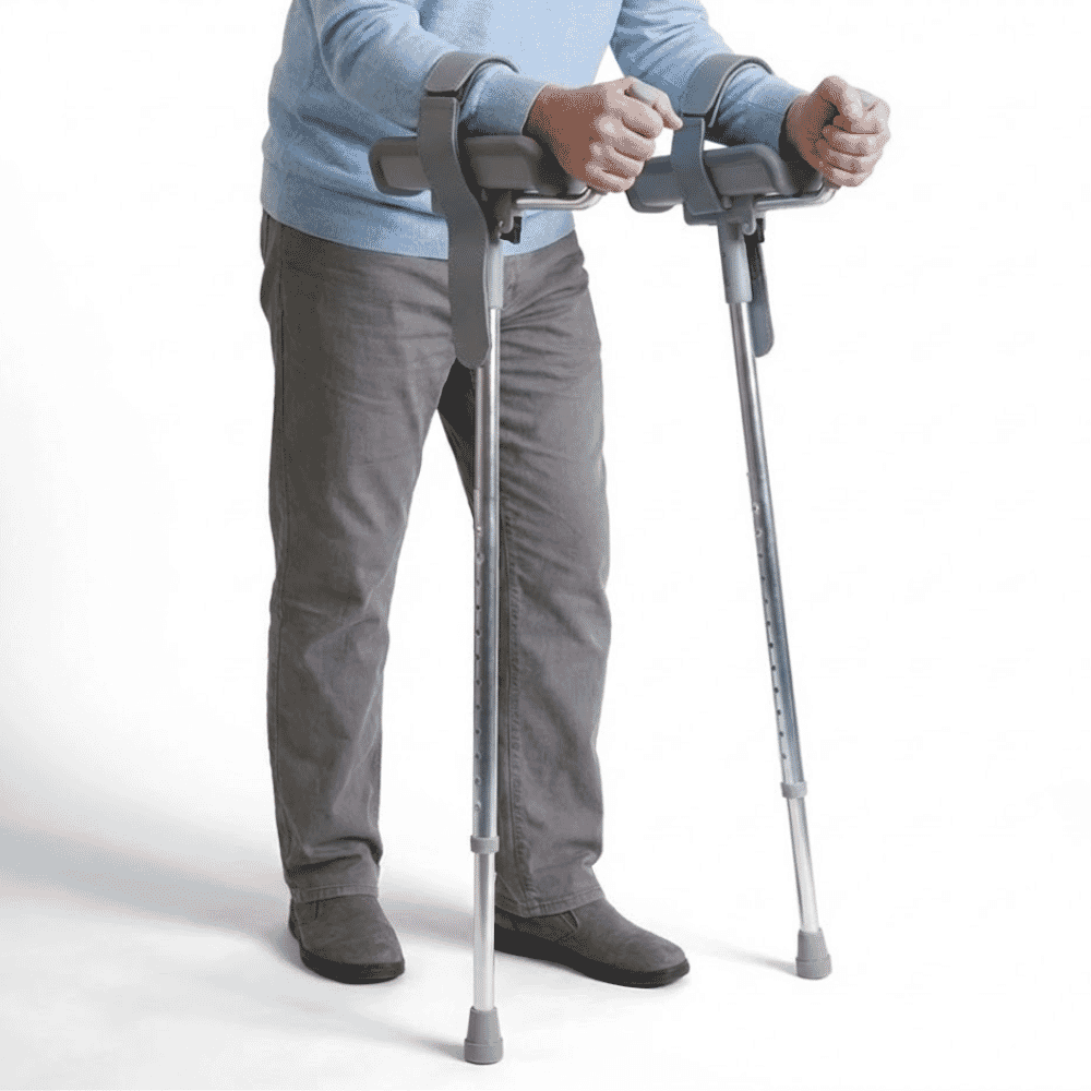 arthritic trough crutches in use
