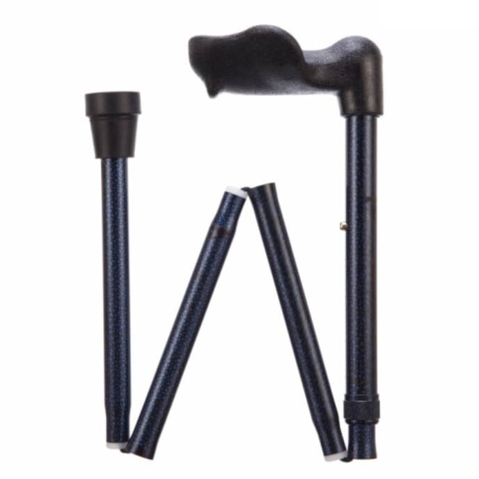 arthritis grip cane adjustable folding left handed blue ice