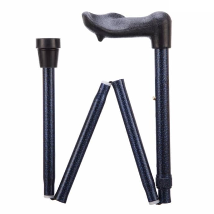 arthritis grip cane adjustable folding right handed blue ice