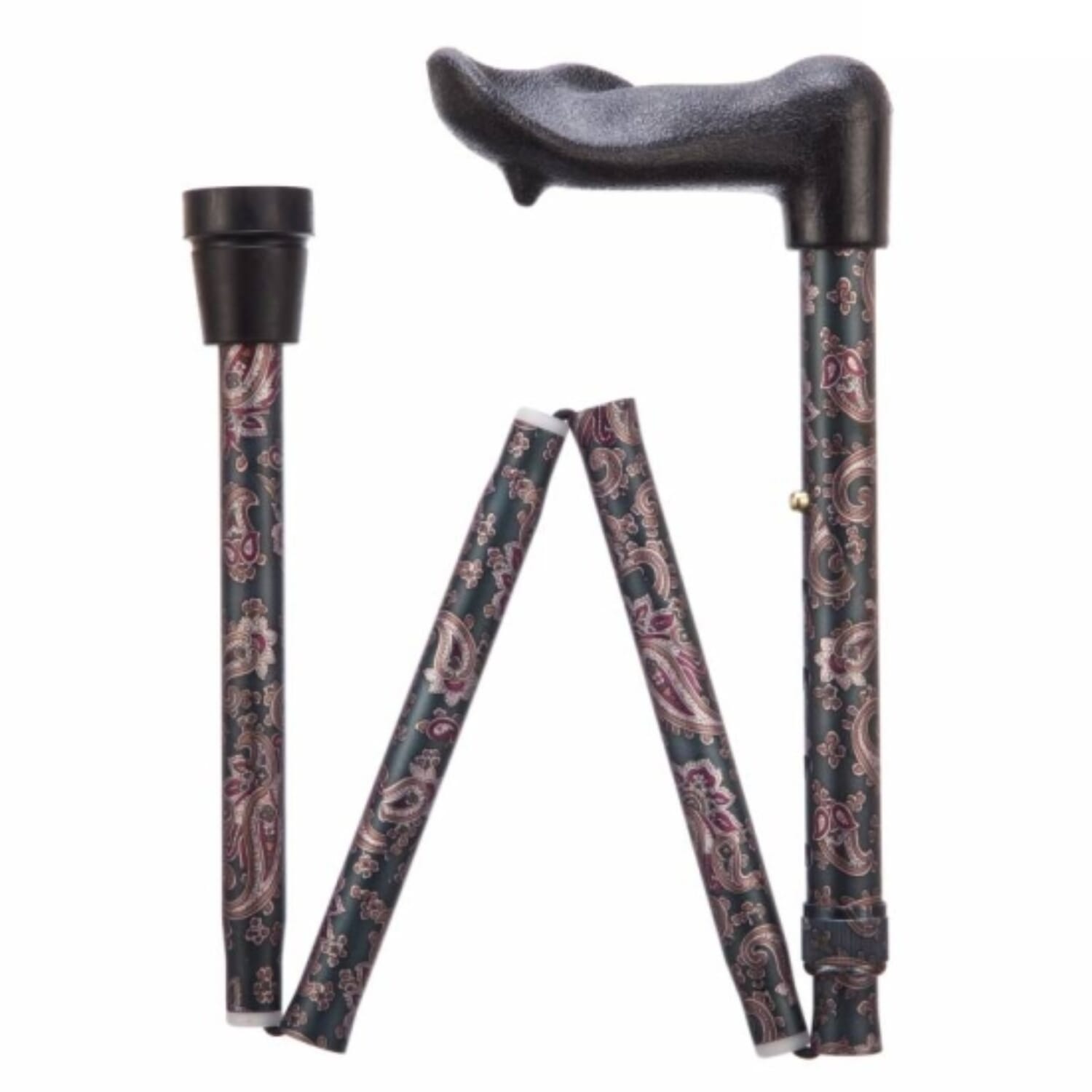 arthritis grip cane adjustable folding right handed paisley