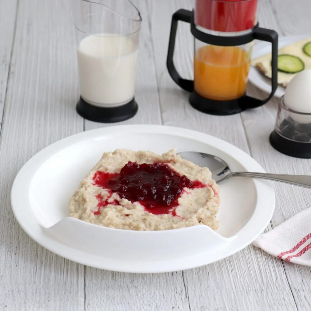 assisted living plate white in use