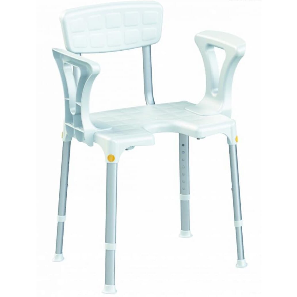atlantis rectangular shower stool with opening and arm and backrest