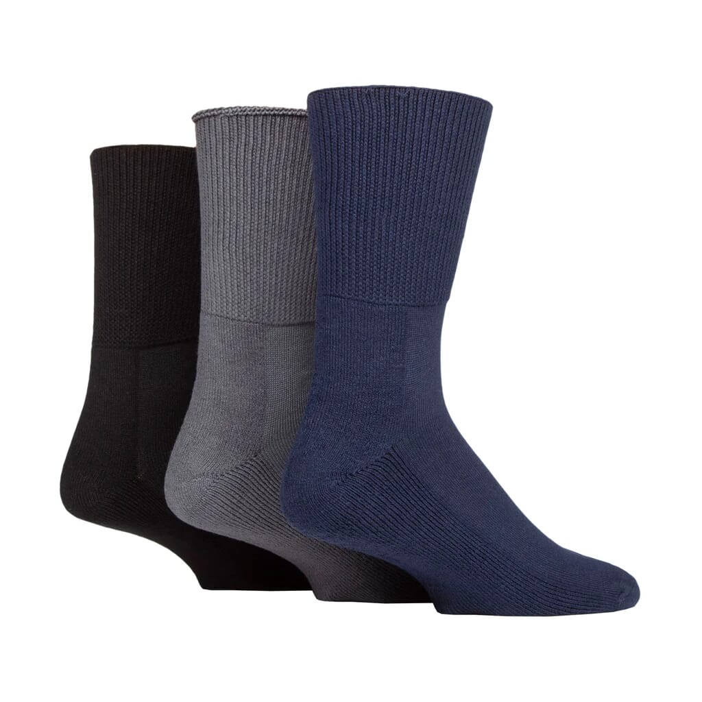 bamboo diabetic socks 3 pairs size 12 14 black navy grey