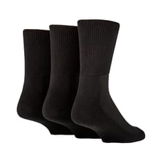 Bamboo Diabetic Socks - 3 Pairs - Size 12-14, Black