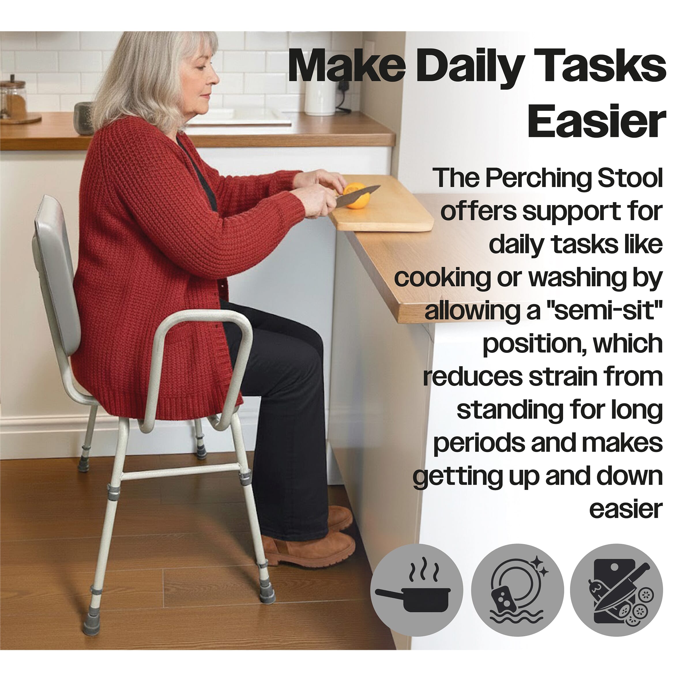 bariatric perching stool flat packed 4