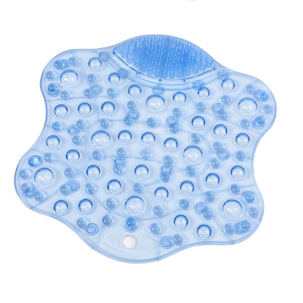 bath mat with foot cleaner above