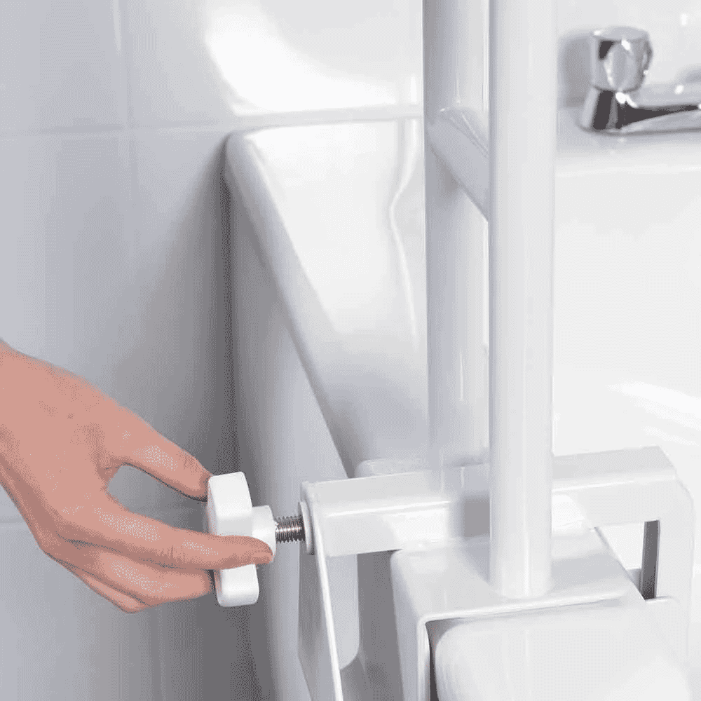 bath safety grab rail in use