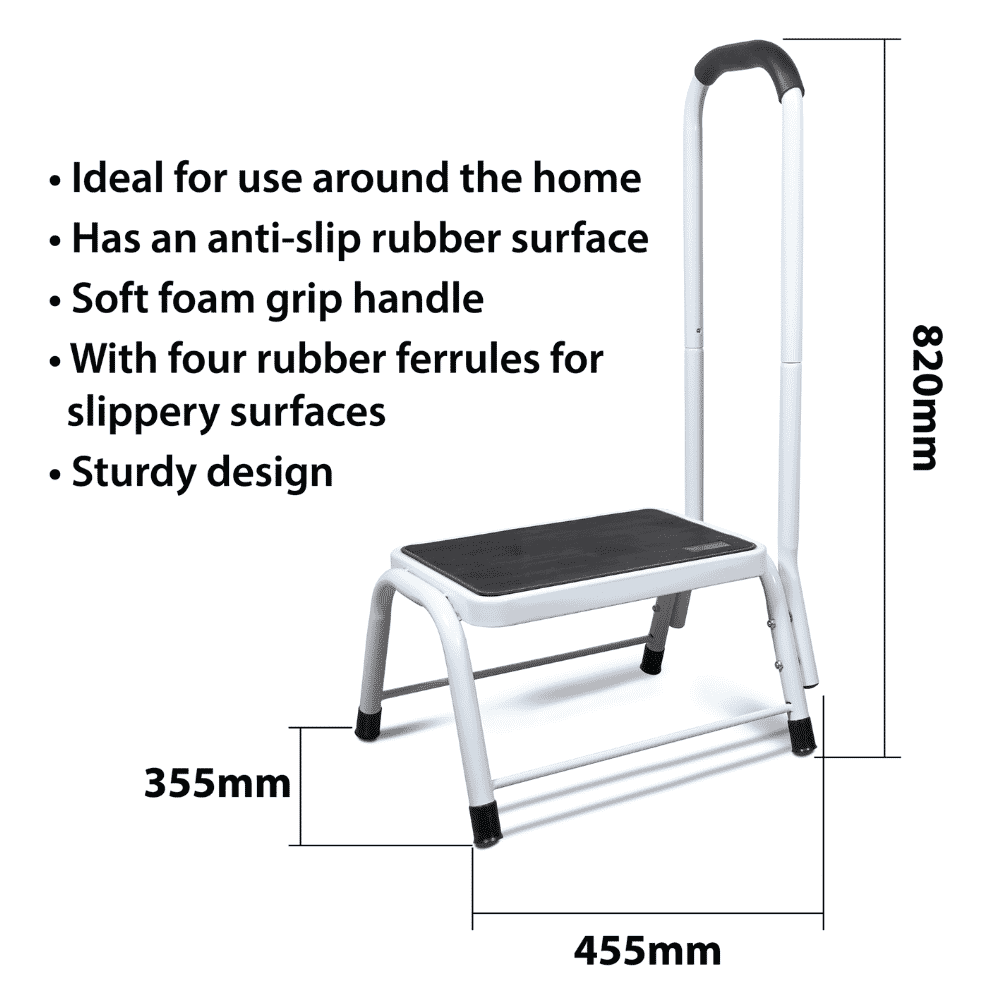 bath step stool with handrail dimensions