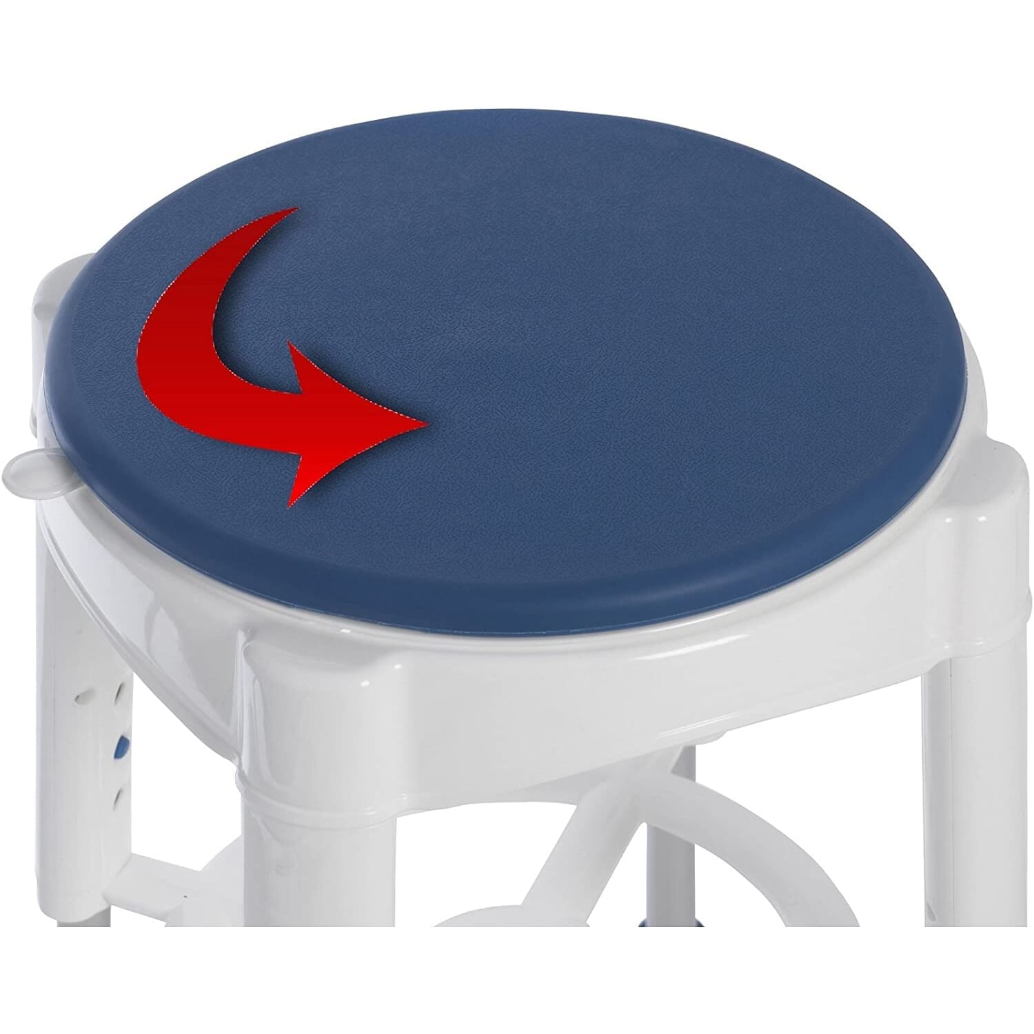 bath stool with rotating padded seat showing swivel