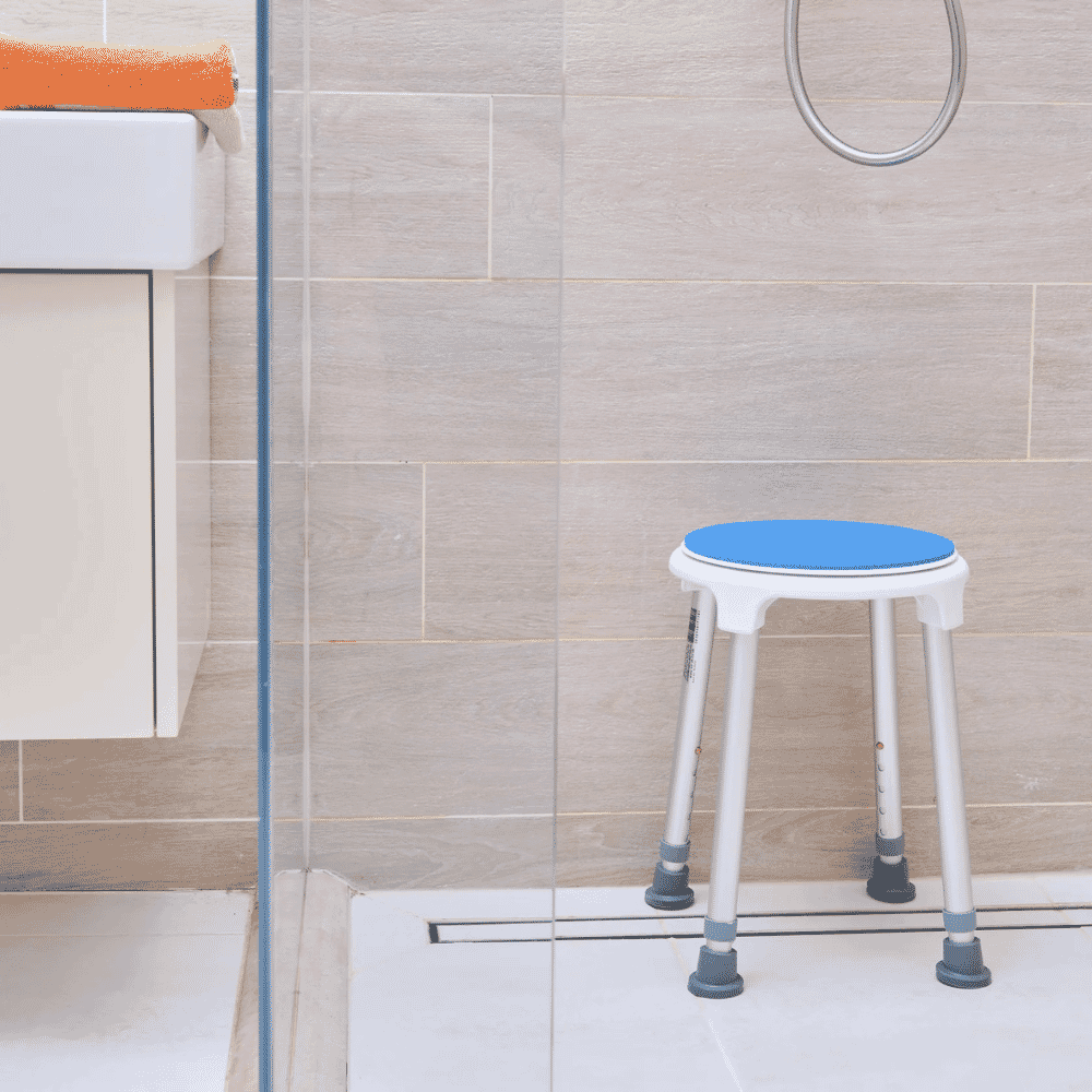 bath stool with rotating seat lifestyle