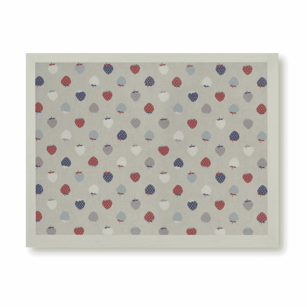 bean bag lap tray strawberry linen white frame top